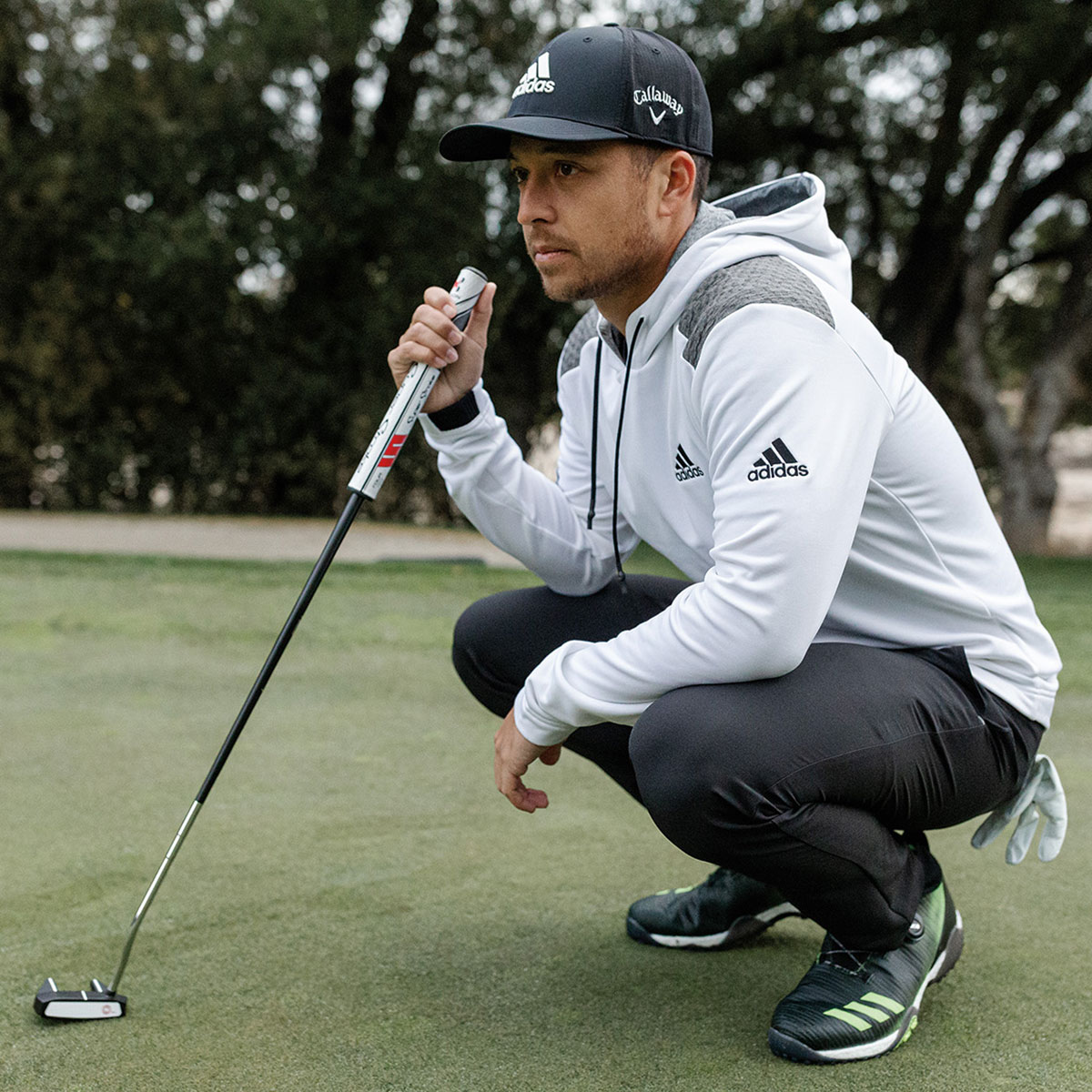 white adidas golf hoodie